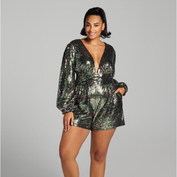 Gabrielle Union Pants - Sequin Long Sleeve Romper XL